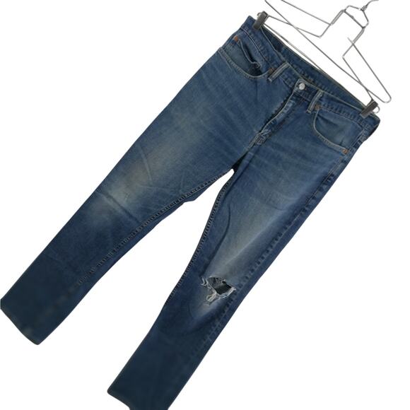 LEVI'S! STRAUSS BLUE DENIM CLASSIC 511 STRAIGHT LEG JEANS, DISTRESSED! SZ 34X34 - Picture 11 of 11